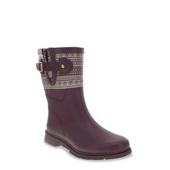 Western Chief Women's Craft Top Pop Mid Rain Boot - Maroon Boots 2 Western Chief Women's Craft Top Pop Mid Rain Boot - Maroon Boots - Image 2