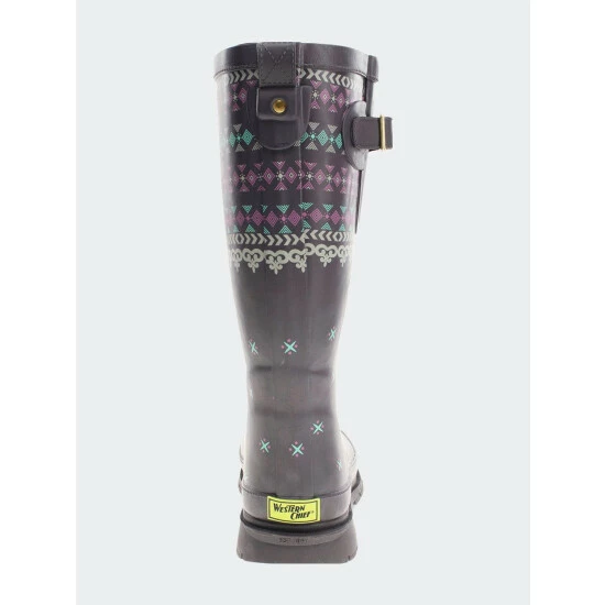 Western Chief Women's Doily Pop Tall Rain Boot - Brown Boots 5 Western Chief Women's Doily Pop Tall Rain Boot - Brown Boots - Image 5