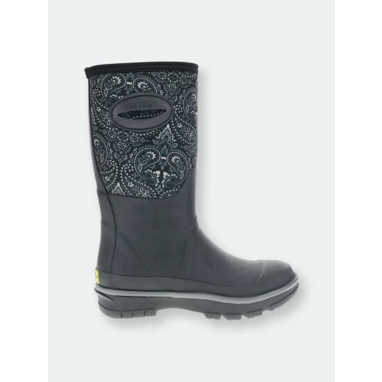 Western Chief Women's Bandana Neoprene Mid Boot - Black Boots 1 Western Chief Women's Bandana Neoprene Mid Boot - Black Boots