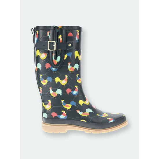 Western Chief Women's Chicken Plaid Tall Rain Boot Boots Navy 1 Western Chief Women's Chicken Plaid Tall Rain Boot Boots Navy