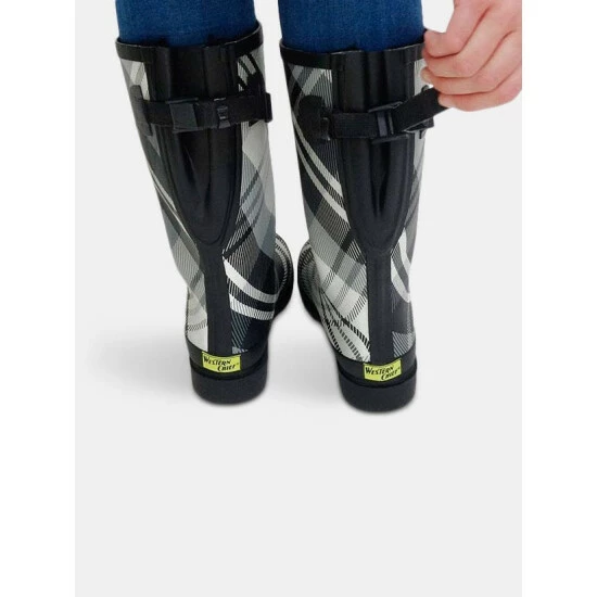 Western Chief Women's Feminine Floral Tall Vari-Fit Rain Boot - Slate Boots 5 Western Chief Women's Feminine Floral Tall Vari-Fit Rain Boot - Slate Boots - Image 5
