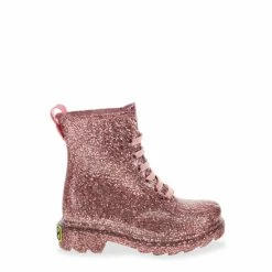 Western Chief Kids Glitter Combat Boot Shoes Rose Gold
