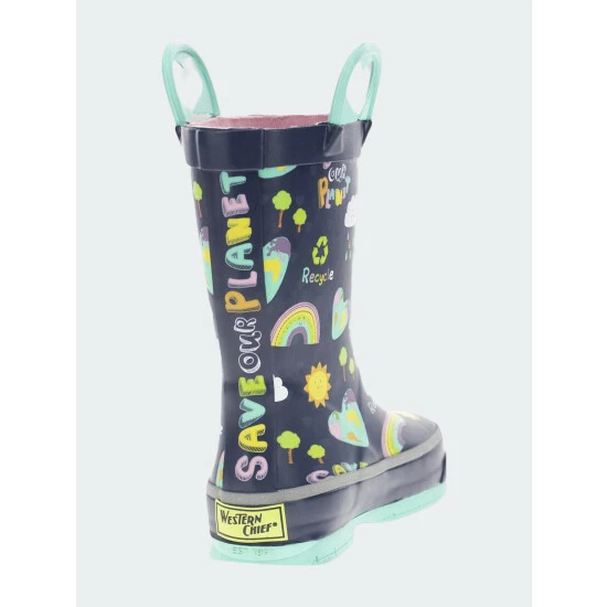Western Chief Kids Save Our Planet Rain Boot Apparel Navy - Image 5