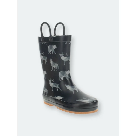 Western Chief Kids Woodland Plaid Rain Boot Apparel Black 2 Western Chief Kids Woodland Plaid Rain Boot Apparel Black - Image 2