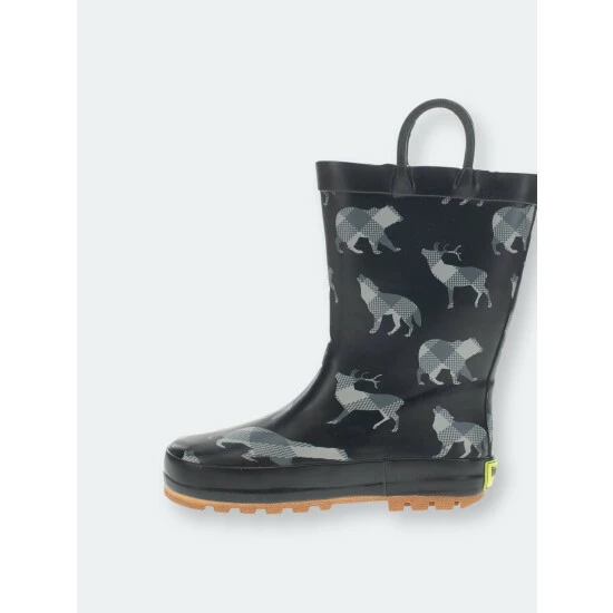 Western Chief Kids Woodland Plaid Rain Boot Apparel Black 3 Western Chief Kids Woodland Plaid Rain Boot Apparel Black - Image 3
