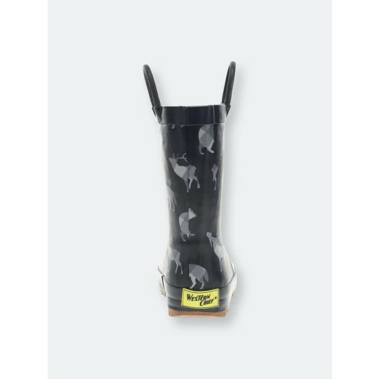 Western Chief Kids Woodland Plaid Rain Boot Apparel Black 6 Western Chief Kids Woodland Plaid Rain Boot Apparel Black - Image 6