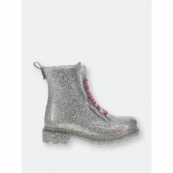 Western Chief Kids Glitter Combat Boot Apparel Silver