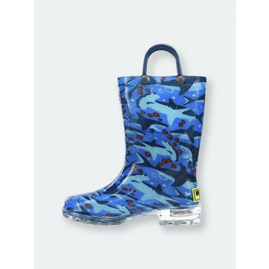 Western Chief Kids Shark Chase Lighted Rain Boot Apparel Blue - Image 4