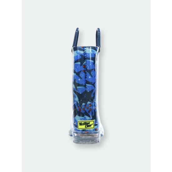 Western Chief Kids Shark Chase Lighted Rain Boot Apparel Blue - Image 5