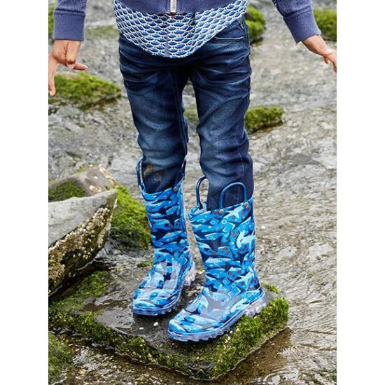Western Chief Kids Shark Chase Lighted Rain Boot Apparel Blue - Image 8