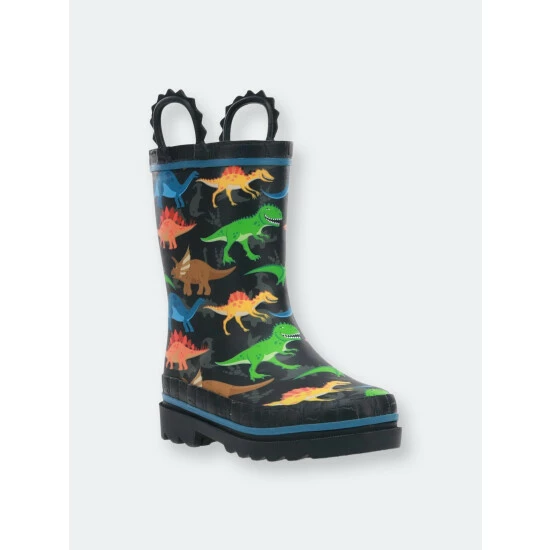 Western Chief Kids Dino World Rain Boots Apparel Black 2 Western Chief Kids Dino World Rain Boots Apparel Black - Image 2