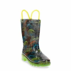 Western Chief Kids Dinosaur Lighted Rain Boot Shoes Gray