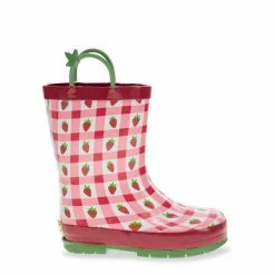 Western Chief Kids Gingham Strawberry Rain Boot Shoes Pink