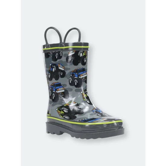 Western Chief Kids Monster Truck Rain Boot - Charcoal Apparel 2 Western Chief Kids Monster Truck Rain Boot - Charcoal Apparel - Image 2