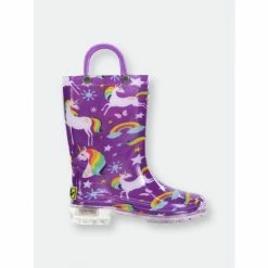 Western Chief Kids Rainbow Unicorn Lighted PVC Rain Boot - Purple Apparel
