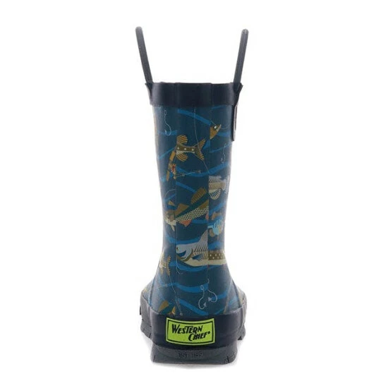 Western Chief Kids Gone Fish'n Rain Boot Shoes Navy 3 Western Chief Kids Gone Fish'n Rain Boot Shoes Navy - Image 3