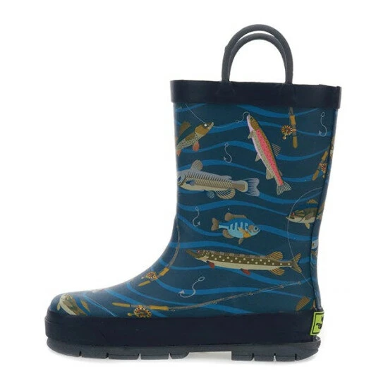 Western Chief Kids Gone Fish'n Rain Boot Shoes Navy 4 Western Chief Kids Gone Fish'n Rain Boot Shoes Navy - Image 4