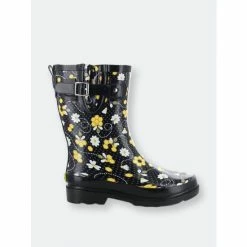 Western Chief Women&apos;s Bloom Bees Mid Rain Boot - Black Boots