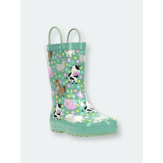 Western Chief Kids Farm Cutie Rain Boot - Sky Blue Apparel 2 Western Chief Kids Farm Cutie Rain Boot - Sky Blue Apparel - Image 2