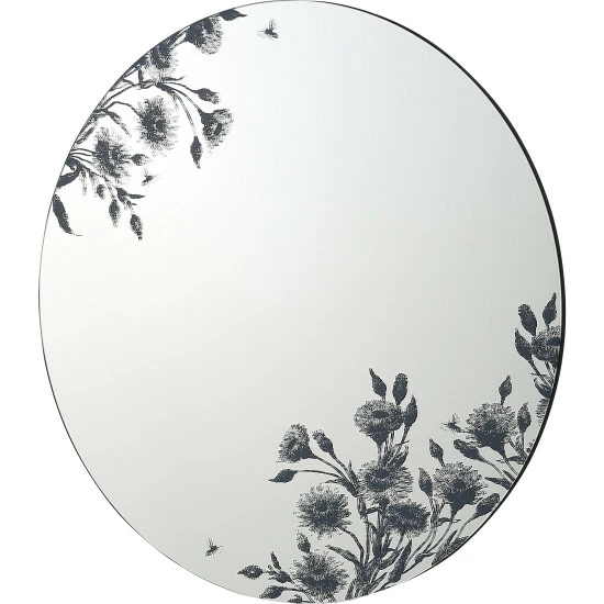 Camden Isle Floral Silk 31.5 In. X 31.5 In. Casual Round Frameless Classic Accent Mirror - Silkscreened Floral Lighting & Mirrors Clear 1 Camden Isle Floral Silk 31.5 In. X 31.5 In. Casual Round Frameless Classic Accent Mirror - Silkscreened Floral Lighting & Mirrors Clear