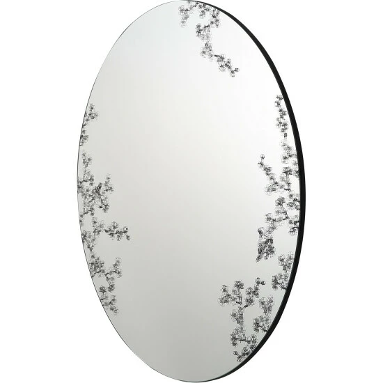 Camden Isle Floral Silk 31.5 In. X 31.5 In. Casual Round Frameless Classic Accent Mirror - Silkscreened Floral Lighting & Mirrors Clear 2 Camden Isle Floral Silk 31.5 In. X 31.5 In. Casual Round Frameless Classic Accent Mirror - Silkscreened Floral Lighting & Mirrors Clear - Image 2