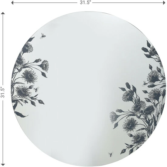 Camden Isle Floral Silk 31.5 In. X 31.5 In. Casual Round Frameless Classic Accent Mirror - Silkscreened Floral Lighting & Mirrors Clear 5 Camden Isle Floral Silk 31.5 In. X 31.5 In. Casual Round Frameless Classic Accent Mirror - Silkscreened Floral Lighting & Mirrors Clear - Image 5