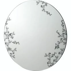 Camden Isle Floral Silk 31.5 In. X 31.5 In. Casual Round Frameless Classic Accent Mirror - Delicate Floral Lighting & Mirrors Clear