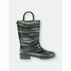 Western Chief Kids Brush Stripe Lighted Rain Boot Apparel Black