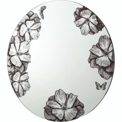 Camden Isle Floral Silk 31.5 In. X 31.5 In. Casual Round Frameless Classic Accent Mirror - Bolder Print Lighting & Mirrors Clear