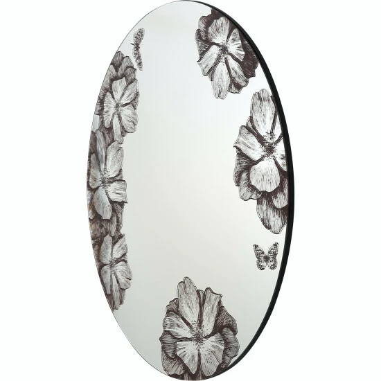 Camden Isle Floral Silk 31.5 In. X 31.5 In. Casual Round Frameless Classic Accent Mirror - Bolder Print Lighting & Mirrors Clear 2 Camden Isle Floral Silk 31.5 In. X 31.5 In. Casual Round Frameless Classic Accent Mirror - Bolder Print Lighting & Mirrors Clear - Image 2