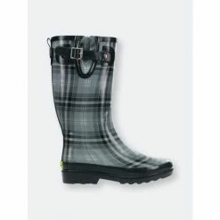 Western Chief Women's Highland Plaid Rain Boot Boots Charcoal