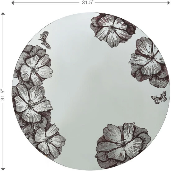 Camden Isle Floral Silk 31.5 In. X 31.5 In. Casual Round Frameless Classic Accent Mirror - Bolder Print Lighting & Mirrors Clear 5 Camden Isle Floral Silk 31.5 In. X 31.5 In. Casual Round Frameless Classic Accent Mirror - Bolder Print Lighting & Mirrors Clear - Image 5