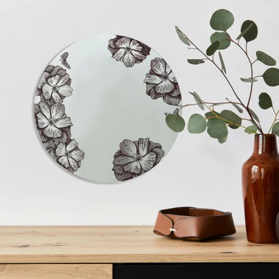 Camden Isle Floral Silk 31.5 In. X 31.5 In. Casual Round Frameless Classic Accent Mirror - Bolder Print Lighting & Mirrors Clear 6 Camden Isle Floral Silk 31.5 In. X 31.5 In. Casual Round Frameless Classic Accent Mirror - Bolder Print Lighting & Mirrors Clear - Image 6