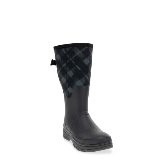 Western Chief Women's Buffalo Check Vari-Fit Polarprene Tall Rain Boot Boots Black - Image 2