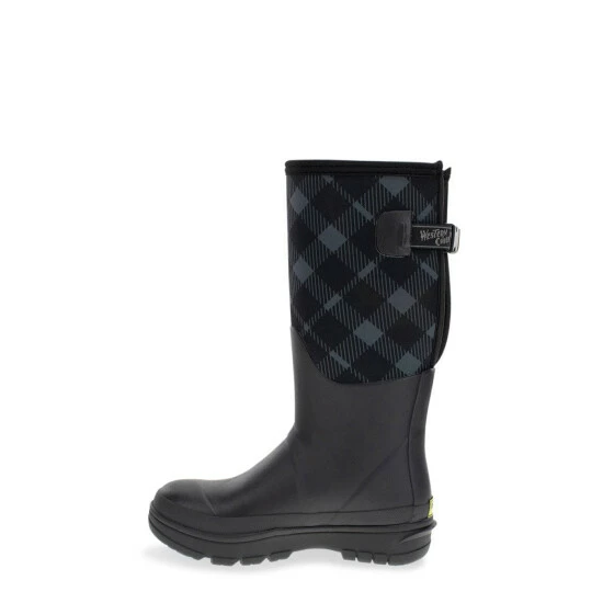 Western Chief Women's Buffalo Check Vari-Fit Polarprene Tall Rain Boot Boots Black - Image 4