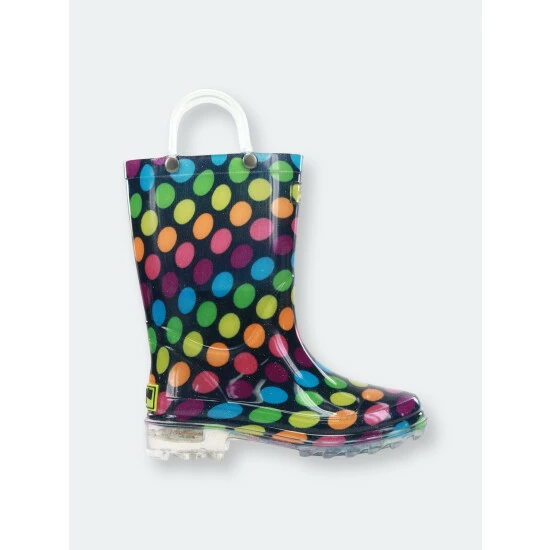 Western Chief Kids Darling Dot Lighted Rain Boot Apparel Multi