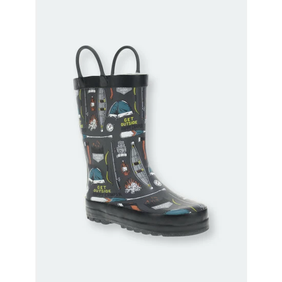 Western Chief Kids Happy Camper Rain Boot Apparel Coal 2 Western Chief Kids Happy Camper Rain Boot Apparel Coal - Image 2