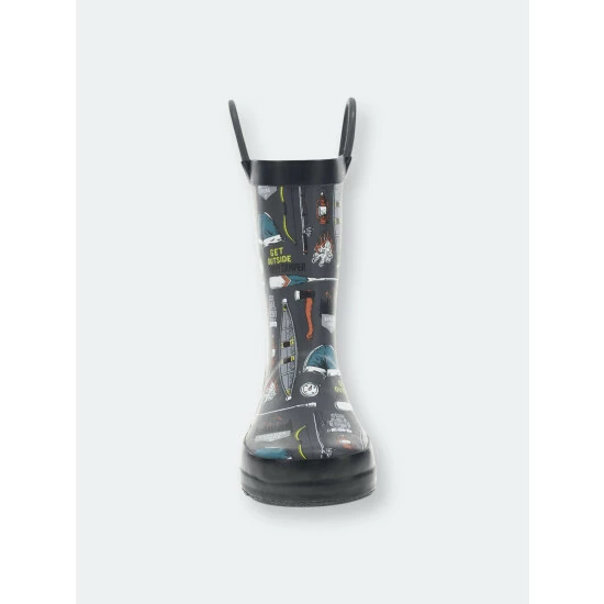 Western Chief Kids Happy Camper Rain Boot Apparel Coal 4 Western Chief Kids Happy Camper Rain Boot Apparel Coal - Image 4