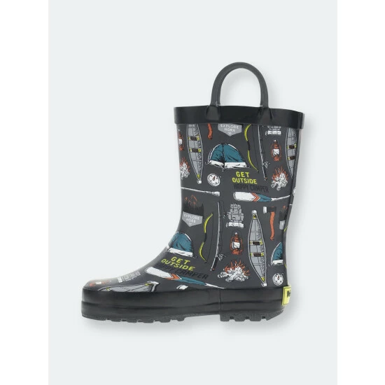 Western Chief Kids Happy Camper Rain Boot Apparel Coal 7 Western Chief Kids Happy Camper Rain Boot Apparel Coal - Image 7