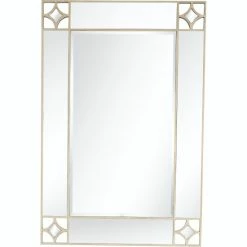 Camden Isle Huxley 31.2" X 46" Casual Rectangle Framed Classic Accent Mirror Lighting & Mirrors Champagne