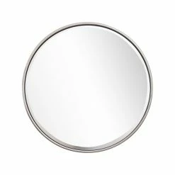 Camden Isle Luna 33.15 In. X 33.15 In. Casual Round Framed Classic Accent Mirror Lighting & Mirrors Silver