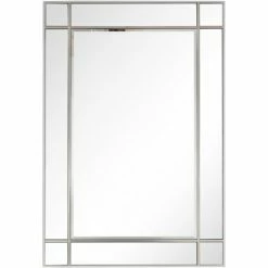 Camden Isle Vera Casual Rectangle Framed Classic Accent Mirror Lighting & Mirrors Silver