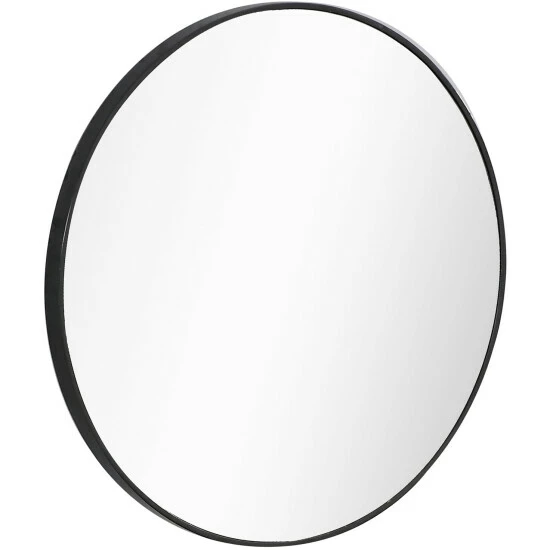 Camden Isle Renata 32" X 32" Casual Round Framed Classic Accent Mirror Lighting & Mirrors Black - Image 3