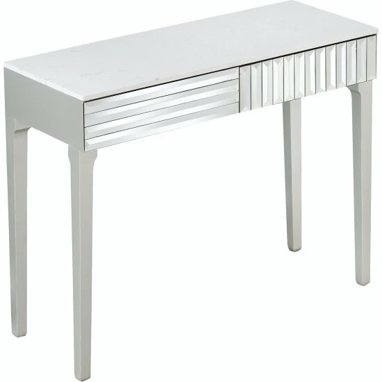 Camden Isle Carla 40 In. Antique Silver Rectangle Glass Console Table Coffee & Side Tables - Image 2