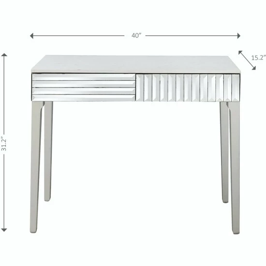 Camden Isle Carla 40 In. Antique Silver Rectangle Glass Console Table Coffee & Side Tables - Image 5