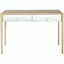 Camden Isle Insley 48" Champagne Rectangle Glass Console Table Coffee & Side Tables