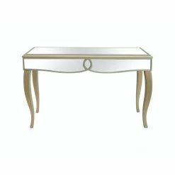 Camden Isle Eleanor 47.6 In. Champagne Rectangle Glass Console Table Coffee & Side Tables