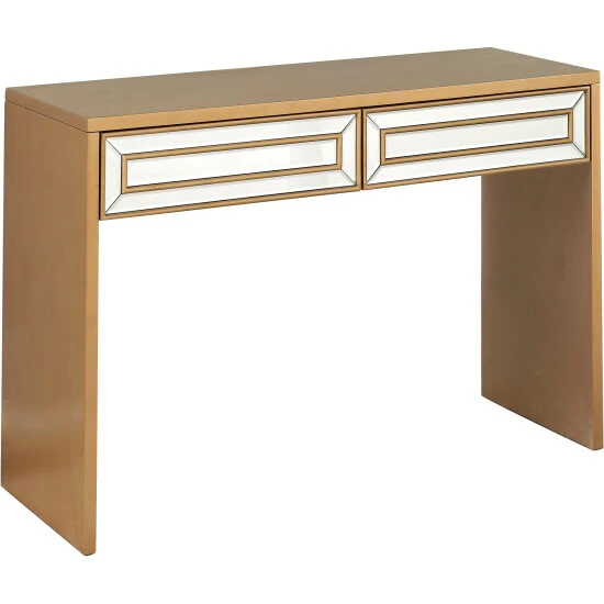 Camden Isle Virginia 48" Antique Gold Rectangle Glass Console Table Coffee & Side Tables 2 Camden Isle Virginia 48" Antique Gold Rectangle Glass Console Table Coffee & Side Tables - Image 2