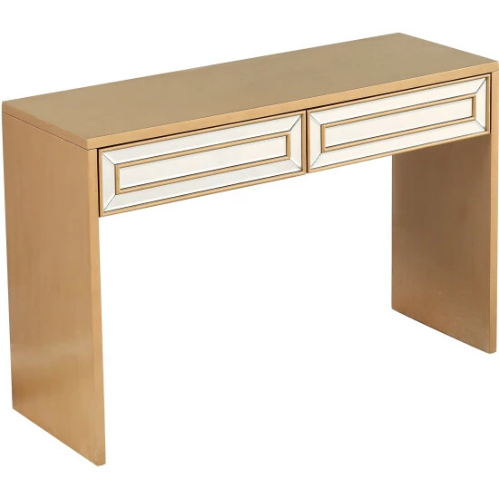 Camden Isle Virginia 48" Antique Gold Rectangle Glass Console Table Coffee & Side Tables 3 Camden Isle Virginia 48" Antique Gold Rectangle Glass Console Table Coffee & Side Tables - Image 3