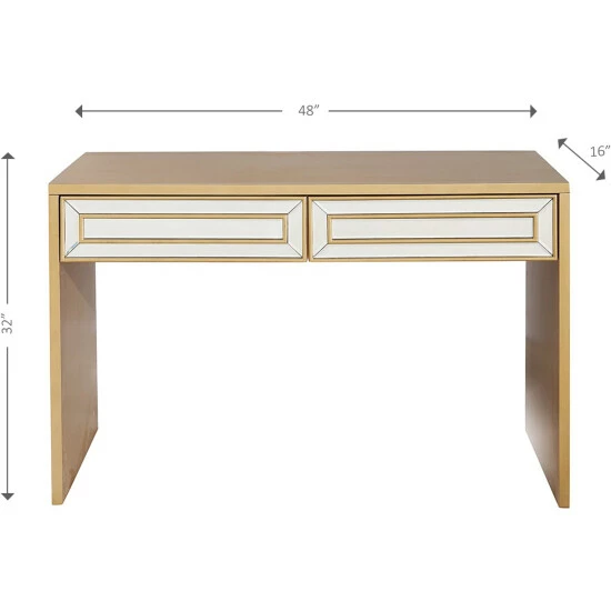 Camden Isle Virginia 48" Antique Gold Rectangle Glass Console Table Coffee & Side Tables 5 Camden Isle Virginia 48" Antique Gold Rectangle Glass Console Table Coffee & Side Tables - Image 5